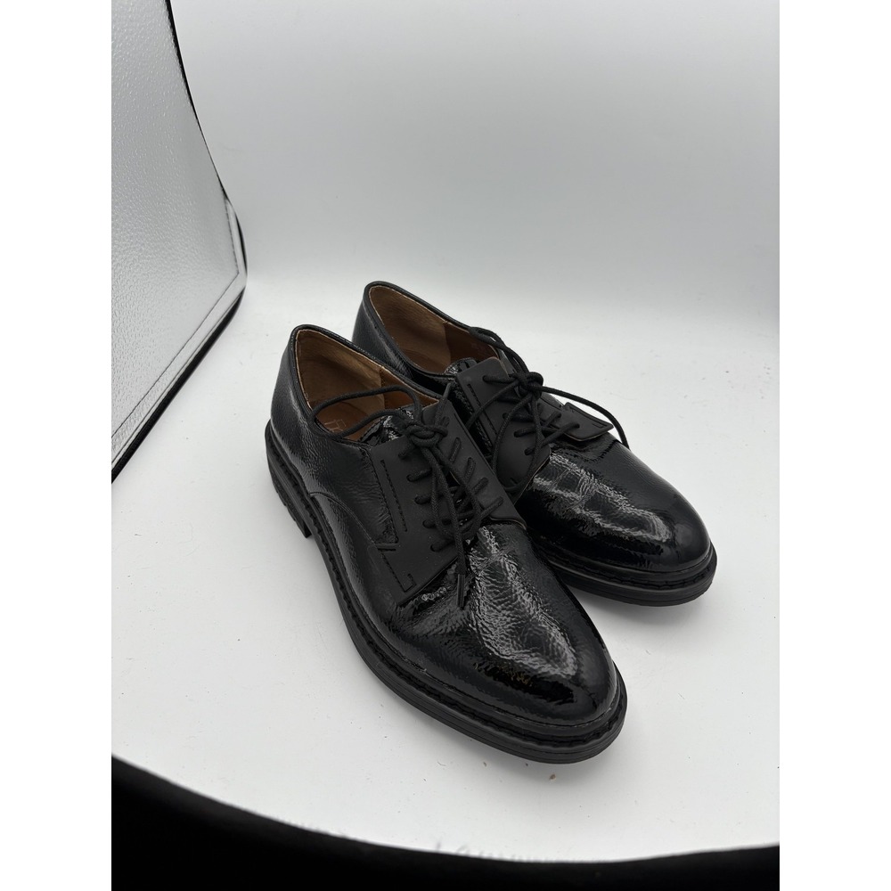 Franco Sarto Shoes Womens Size 8.5 Black Cendra Lace Up Lug Sole Oxford Flats